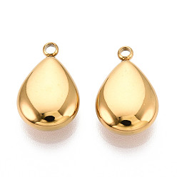 Настоящее золото 18K 304 подвески из нержавеющей стали, ионное покрытие (ip), очарование слезы, реальный 18 k позолоченный, 17.1x11x5.1 мм, отверстие : 1.8 мм