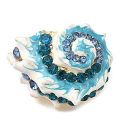 Темно-Голубой Булавки со стразами, броши из золотого сплава для рюкзака, раковина, глубокое синее небо, 40.5x31 мм