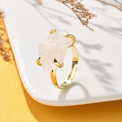 Хрусталь Природный кварцевый кристалл кольца палец, золотой тон латуни кольца палец, стойки покрытие, размер США 8 1/2 (18.5 мм)