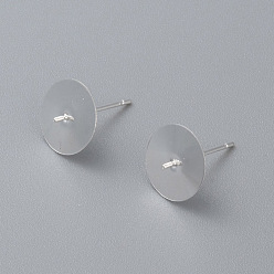 Серебро 304 Выводы серьги из нержавеющей стали шпилька, за половину пробурено бисера, серебряные, 14x4 мм, штифты : 0.8 мм