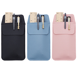 Mixed Color 3Pcs 3 Colors PU Leather Pen Bag, Nurse Pen Pocket, Rectangle, Mixed Color, 162x81x5mm, 1pc/color