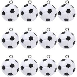 Белый 14пластиковые подвески, с железным кольцом платинового тона, подвески аксессуары, футбол, белые, 23x20.5 мм, отверстие : 2 мм