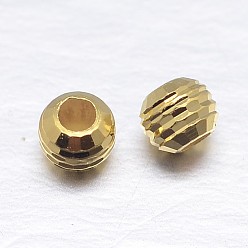 Real 18K Gold Plated Real 18K Gold Plated Round Sterling Silver Beads, Golden, 3mm, Hole: 1.4mm, about 307pcs/20g