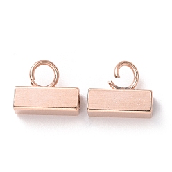 Розовый Позолоченный 201 дуги из нержавеющей стали, петля под залог, кубоид, Настоящее розовое золото покрыто, 6.5x8x3 мм, отверстие : 2.5 мм, Внутренний диаметр: 1.8 mm