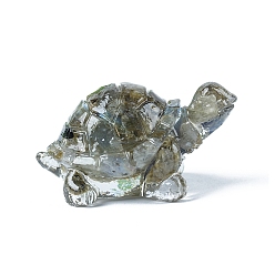 Лабрадорита Украшение дисплея черепахи из смолы, с натуральной крошкой лабрадора внутри статуэток для украшения домашнего офиса, 50x30x27 мм