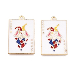 Разноцветный Стойки обшивки сплава эмали подвески, без кадмия, без никеля и без свинца, золотой свет, очарование игральных карт, покер джокер, красочный, 30.5x19.5x1.5 мм, отверстие : 1.8 мм