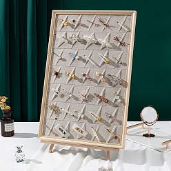 Светло-коричневый Настольная деревянная рамка для демонстрации заколок для волос, настенный органайзер для заколок для волос, покрытый бархатом, прямоугольные, загар, 60x40 см