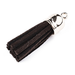 Верблюжий Искусственные замши кисточкой подвесные украшения, с концами пластмассового шнура ccb, верблюжие, 35~37x10 мм, отверстие : 2.5~3 мм