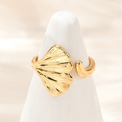 Настоящее золото 18K Латунные регулируемые манжеты для женщин, формы раковины, долговечный, без никеля , реальный 18 k позолоченный, 15.5 мм, размер США 6 (16.5 мм)