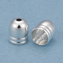 Посеребрённый Латунные заглушки сердечника, долговечный, колонка, 925 серебро покрытием, 7x6 мм, отверстие : 1.5 мм, внутренний диаметр: 5 мм