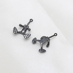 Gunmetal Brass Micro Pave Clear Cubic Zirconia Body Head Pins, for Baroque Pearl Making, Gunmetal, 17x11mm