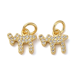 Настоящее золото 18K Латунные микропаве кубические цирконии чайные подвески, с целью перехода в кольце, долговечный, без кадмия и без свинца, стойки покрытие, реальный 18 k позолоченный, 9x10x1.5 мм, отверстие : 3 мм