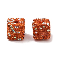 Хрусталь AB Бусины из полимерной глины в форме куба со стразами, для ювелирных изделий diy, украшения из ручек и телефонных цепочек, хрусталь AB, 14.5x14.5x14.5 мм, отверстие : 4 мм