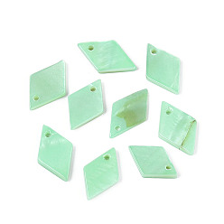 Аквамарин Подвески из натуральных пресноводных ракушек, окрашенные распылением, ромб прелести, аквамарин, 14~17.5x9~10x1.5~2 мм, отверстие : 1.2 мм