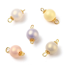 Colorful Spray Painted Rubberized Style Acrylic Links, with Golden Plated Alloy Findings, Round, Colorful, 18.6x9.7x9.7mm, Hole: 1.7~2.7mm