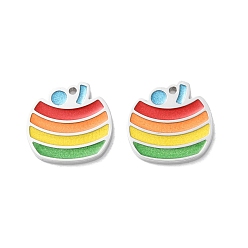 Разноцветный 304 из нержавеющей стали шармы эмали, пить очарование, красочный, 13x13x1.5 мм, отверстие : 1 мм