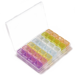 Разноцветный Прямоугольные пластиковые ящики для хранения органайзеров, с 28шт. мини-квадратные маленькие коробки, для хранения алмазных бусин, красочный, 17x11x2.5 см, маленькая коробка: 2.4x2.4x2.3 см