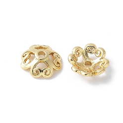 Настоящее золото 18K Цветок латуни крышки шарика, стойки покрытие, без кадмия и без свинца, долговечный, реальный 18 k позолоченный, 7.5x3 мм, отверстие : 1 мм