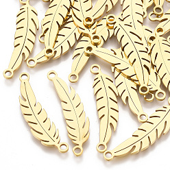 Золотой 201 соединительные звенья нержавеющие, лазерная резка, лист, золотые, 26x7x1 мм, отверстие : 1.6 мм