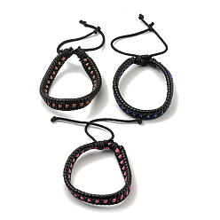 Mixed Color Adjustable PU Leather & Waxed Braided Cord Bracelets, Mixed Color, Inner Diameter: 2-1/8~3-1/4 inch(5.5~8.2cm)