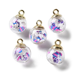 Paw Print Стеклянные подвески, круглые, с ccb и полимерной глиной ручной работы, отпечаток лапы, 21.5x16 мм, отверстие : 2.5 мм