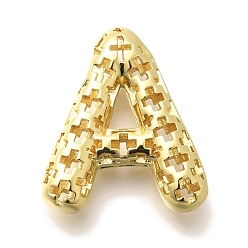 Letter A Латунные подвески, подвески с полыми буквами, стойки покрытие, долговечный, без кадмия и без свинца, буква a, 21.5x19x5.5 мм, отверстие : 5x2.7 мм