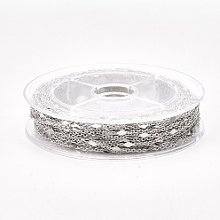 Real Platinum Plated Brass Link Chains, Cable Chains, with Spool, Soldered, Rhombus, Real Platinum Plated, 1.5x1x0.3mm, about 32.8 Feet(10m)/roll