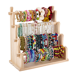 Бланшированный Миндаль 4-ярусные деревянные подставки для демонстрации браслетов, бланшированный миндаль, 16x33x33.5 см