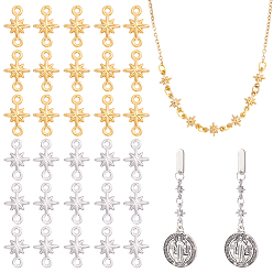 Platinum & Golden 50Pcs 2 Colors 304 Stainless Steel Star Links, Connector Charms, Ion Plating(IP), Platinum & Golden, 9.5x6.5x1.5mm, Hole: 0.8mm, 25pcs/style 
