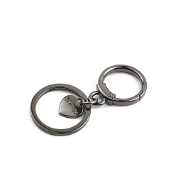 Черный Цвет Металла Сплава брелок застежки, с сердцем прелести, металлический черный , 26 мм