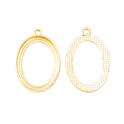 Золотой Латунные овальные подвески-кабошоны, без свинца и без кадмия, золотые, 31x20x18 мм, отверстие : 2 мм, Размер лотка: 25x18 мм