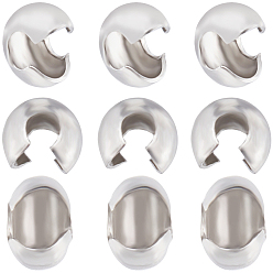 Нержавеющая Сталь Цвет 260 шт. 304 крышки обжимных бусин из нержавеющей стали, цвет нержавеющей стали, 3.5x4 мм, отверстие : 1.4 мм