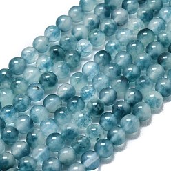 Стально-синий Натуральный Malaysia нефритовые бусы пряди, окрашенная и подогревом, круглые, стальной синий, 6~6.5 мм, отверстие : 1 мм, около 60~62 шт / нитка, 14.96 дюйм (38 см)