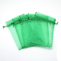 Spring Green Organza Bags, High Dense, Rectangle, Spring Green, 9x7cm