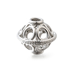 Платинированный Латунные бусины, без кадмия, без никеля и без свинца, земной шар, полый, Реальная платина, 13x15 мм, отверстие : 3 мм