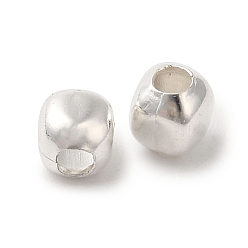 Посеребрённый Латунные бусины, без свинца и без кадмия, квадратный, 925 серебро покрытием, 3x2.5x3 мм, отверстие : 1.2 мм