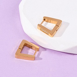 Настоящее золото 18K 304 трапециевидные серьги-кольца из нержавеющей стали с кубическим цирконием, с 316 нержавеющей стали, ионное покрытие (ip), реальный 18 k позолоченный, 12.5x14.5x2.8 мм