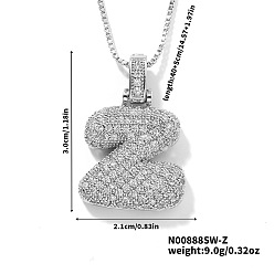 Letter Z Элегантные латунные микропаве прозрачные кубические цирконии 3d начальные ожерелья, идеальный подарок для нее, платина, Письмо Z, 15.75 дюйм (40 см)