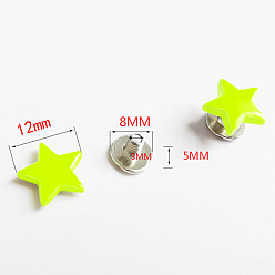 Зелено-Желтый Набор заклепок из сплава, звезда, для кошелька сумка обувь панк-рок кожаный ремесленный ремень для одежды, платина, зеленый желтый, 12x12 мм