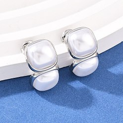 Нержавеющая Сталь Цвет 304 квадратные серьги-гвоздики из нержавеющей стали и искусственного жемчуга из АБС-пластика, цвет нержавеющей стали, 20x12 мм