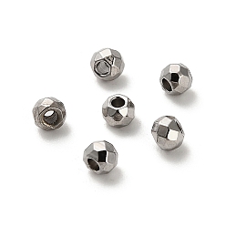Нержавеющая Сталь Цвет 304 из нержавеющей стали бусы, круглые, алмазная огранка, цвет нержавеющей стали, 3x2.5 мм, отверстие : 1.2 мм