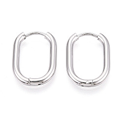 Нержавеющая Сталь Цвет Серьги из 304 нержавеющей стали, овальные, цвет нержавеющей стали, 21x15x2.5 мм