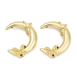 с Золотистым Покрытием Покрытие акриловыми шариками, луна со звездой и бантом, с золотым покрытием, 42x37x10 мм, отверстие : 1.8 мм