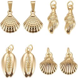 Golden 8 PC 4 Stil 304 Edelstahlanhänger, Tritonshorn, golden, 18x7.5x4 mm, Bohrung: 3 mm, 2 Stück / Stil