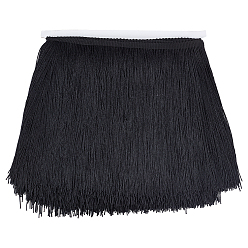 Черный Кружево с латинской бахромой из полиэстера, украшение аксессуаров для одежды, ткань для вышивки кружевной отделкой своими руками, чёрные, 7-7/8 дюйм (200 мм)