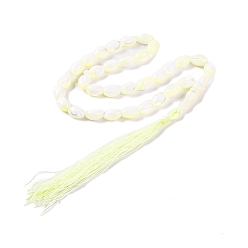 Светлый Золото-желтый Нити овальных бусин из натуральной ракушки трохуса, с кисточкой, светлый золотарник желтый, 10.5~11.5x7~8x6.5~8 мм, отверстие : 0.8 мм, около 35 шт / нитка, 12.99'' (33 см)