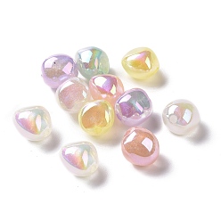 Mixed Color UV Plating Rainbow Iridescent ABS Plastic Glitter Beads, Nuggets, Mixed Color, 14x13.5x13mm, Hole: 2mm
