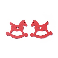 Красный Подвески из тополя, окрашенные, троянский конь, красные, 64x70x3 мм, отверстие : 1.8 мм