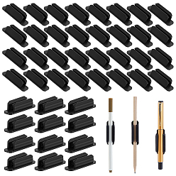 Black 50Pcs Silicone Self-adhesive Pen Clip, Black, 53x15.5x15.5mm