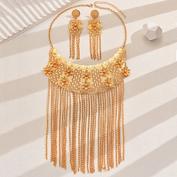Золотой Роскошные железные серьги и ожерелья в ближневосточном стиле с цветочными кисточками для женщин, золотые